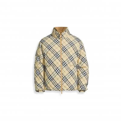 BURBERRY BEIGE CHECK PUFFER REVERSIBLE DOWN JACKET 